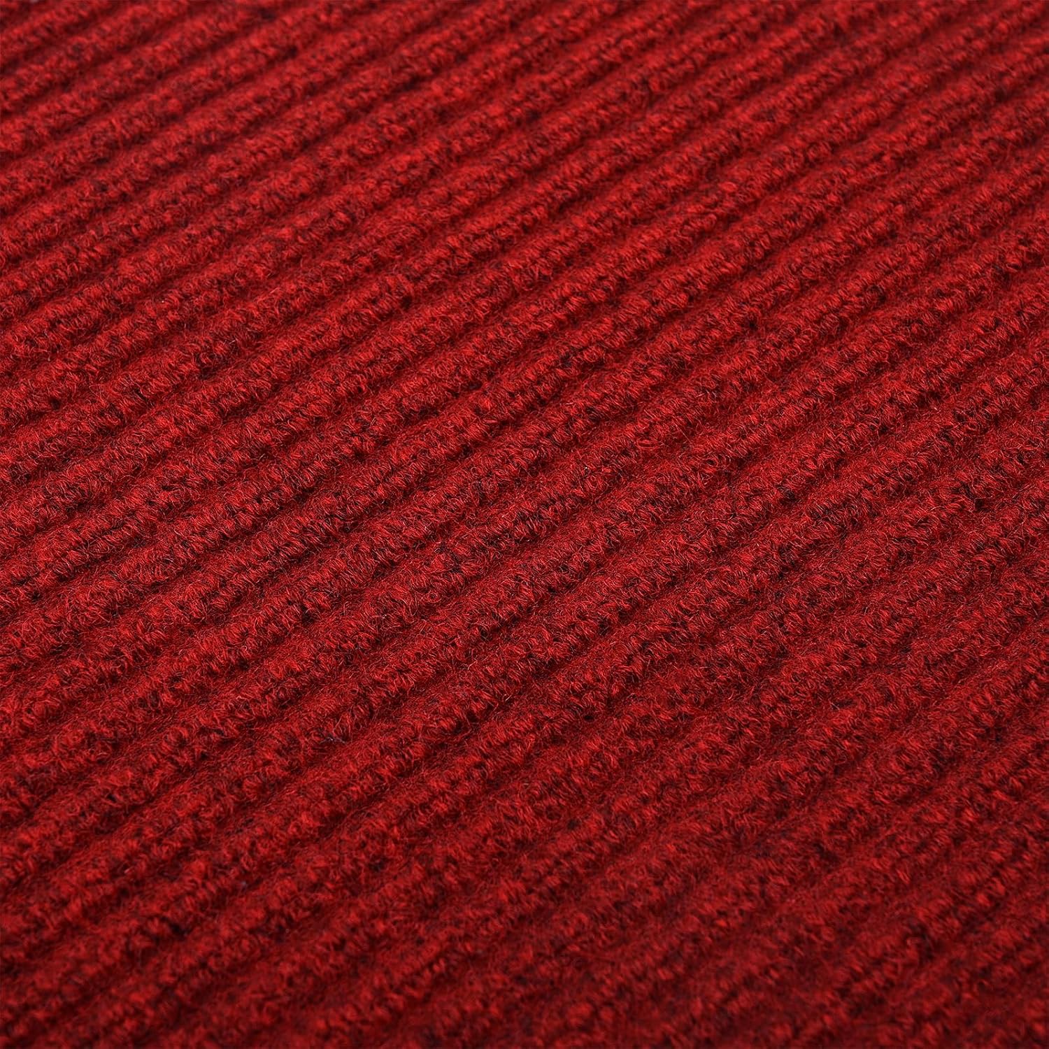 fani Heavy Duty Large Outdoor Indoor Entrance Black Doormat Waterproof Low Profile Entrance Rug Front Door Mat Patio Anti-Skid Rubber Back, 35x72 inch (Red)