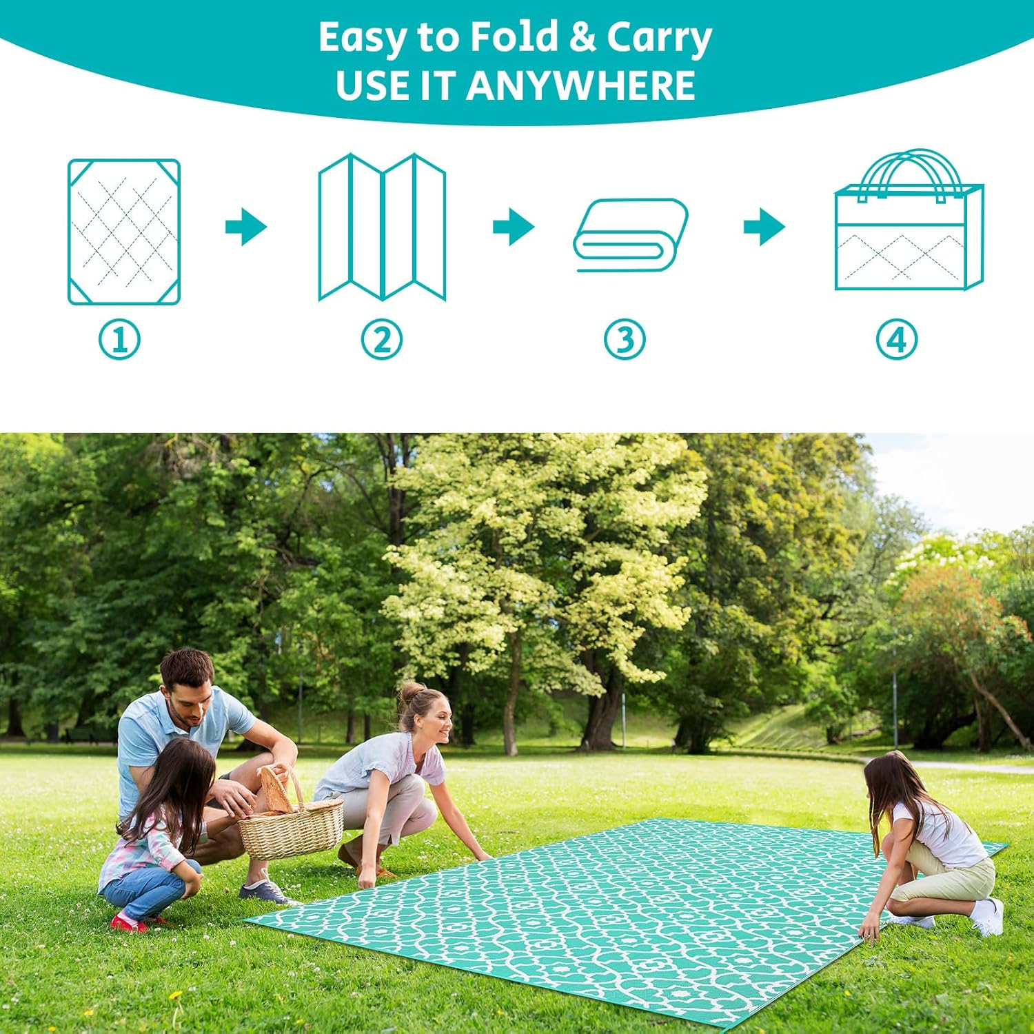 HEBE Outdoor Rug Waterproof 9x12, Reversible Plastic Straw Rug RV Camping Rug, Indoor Outdoor Patio Mat Clearance, Outside Carpet for Porch,Deck,Camper,Balcony,Backyard,Picnic