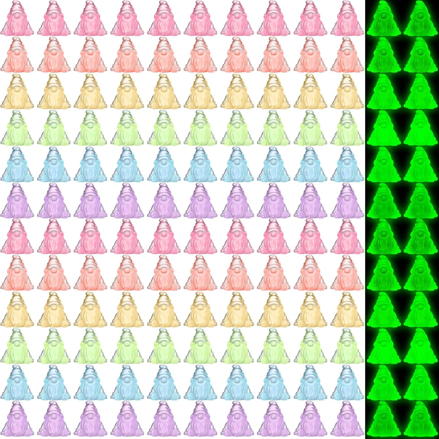 60 Pcs Mini Resin Luminous Gnomes Bulk Tiny Fairy Resin Statues Glow in The Dark Small Gnomes Miniature Figurines for Landscape Outdoor Patio Yard Lawn Plant Pots Fairy Decor (Vivid)