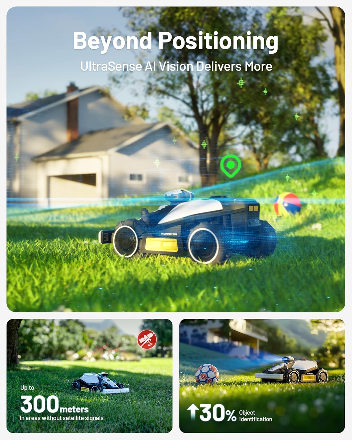 LUBA mini AWD 1500 Robot Lawn Mower with 4G for 0.37 Acre, All-Wheel-Drive for 80% Slope, No Perimeter Wire, UltraSense AI Vision+RTK Auto-Mapping, Cutting Height 0.8"-2.6"