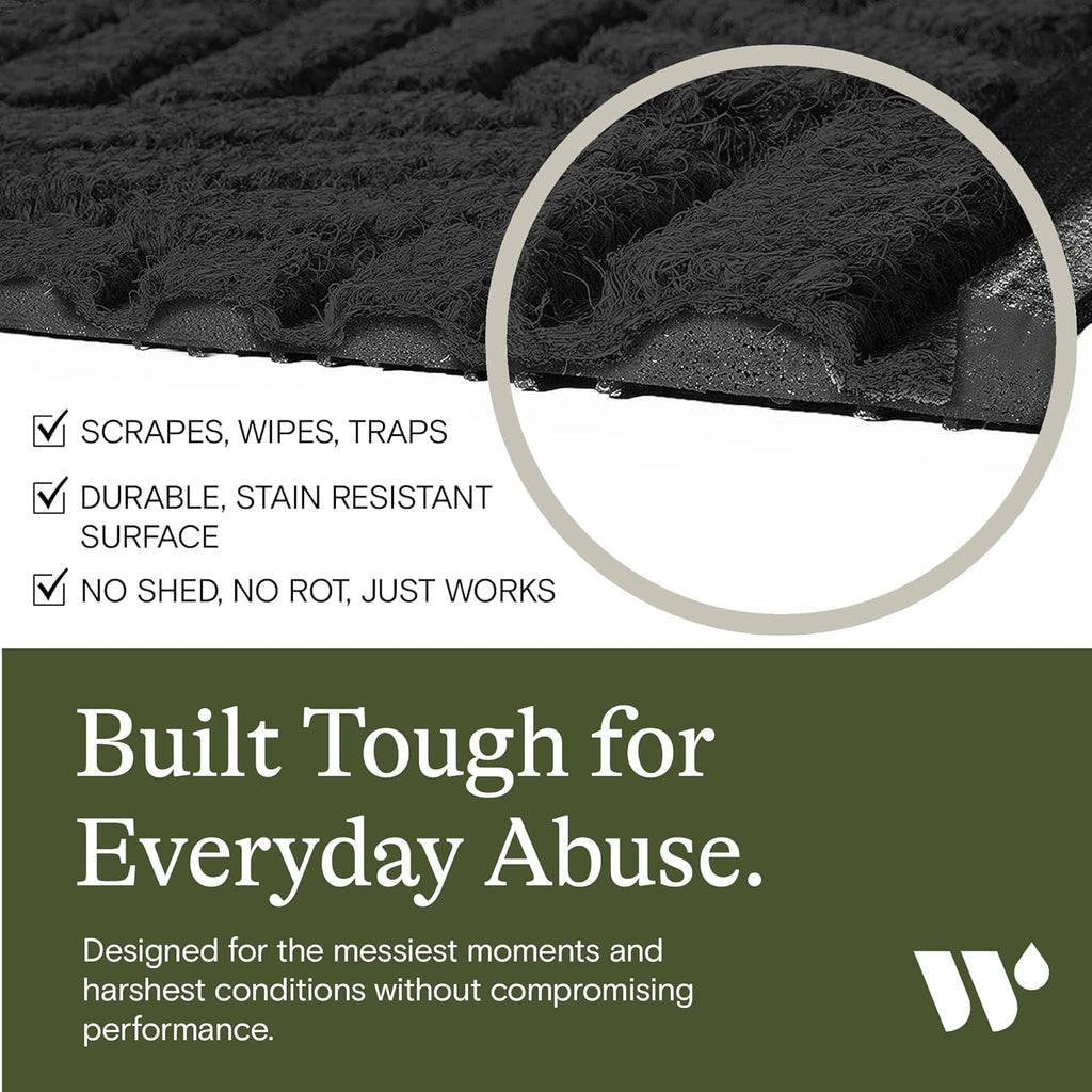 WaterHog Indoor/Outdoor Use Door Mat, 3' x 5', Made in USA, Welcome Mat for Front Door, Durable, Water-Trapping Floor Rug, Decorative, Skid-Resistant Entryway Rug, Boxwood Collection, Charcoal