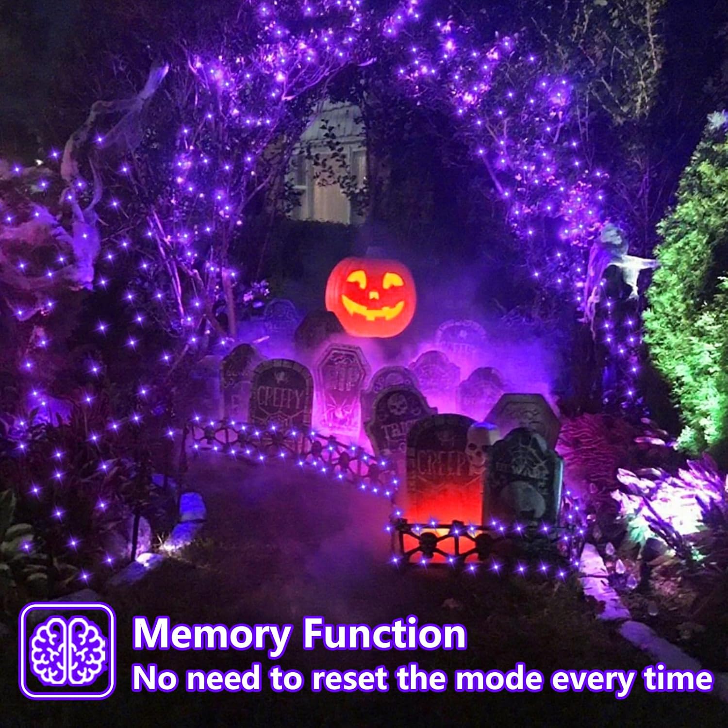 QITONG 2 Pack Purple Solar Fairy Lights Outdoor Waterproof, Each 66ft 200 LED Solar String Lights, 8 Modes Silver Wire Solar Twinkle Mini Lights