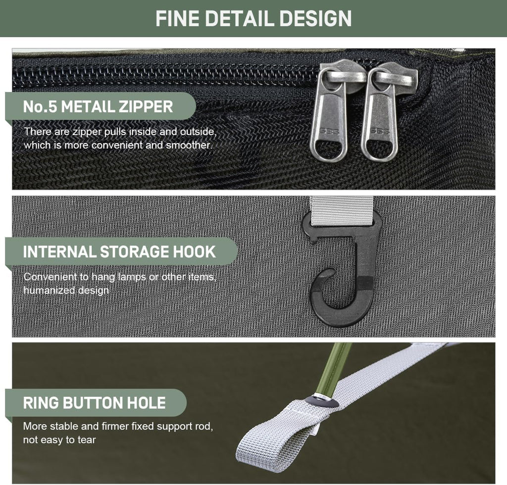 ETROL Camping Hammock with Mosquito Net,3 in 1 Function Parachute Portable Hammock,Double & Single Hammocks Tent for Travel Outdoor Indoor Hiking Patio - with Tree Straps,Carabiners,Aluminium Poles