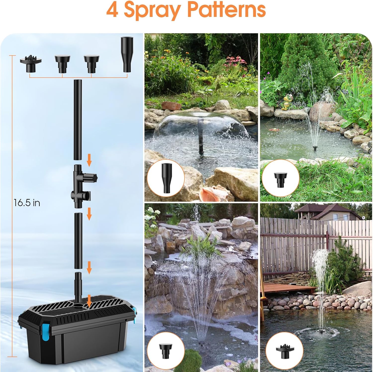 Antfraer 30W Solar Pond Filter with Water Pump,Solar Pond Pump with 6.6FT PVC Tubing/ 16.5FT Cord, Pond Filter for Outdoor Garden Waterfall DIY Water Features