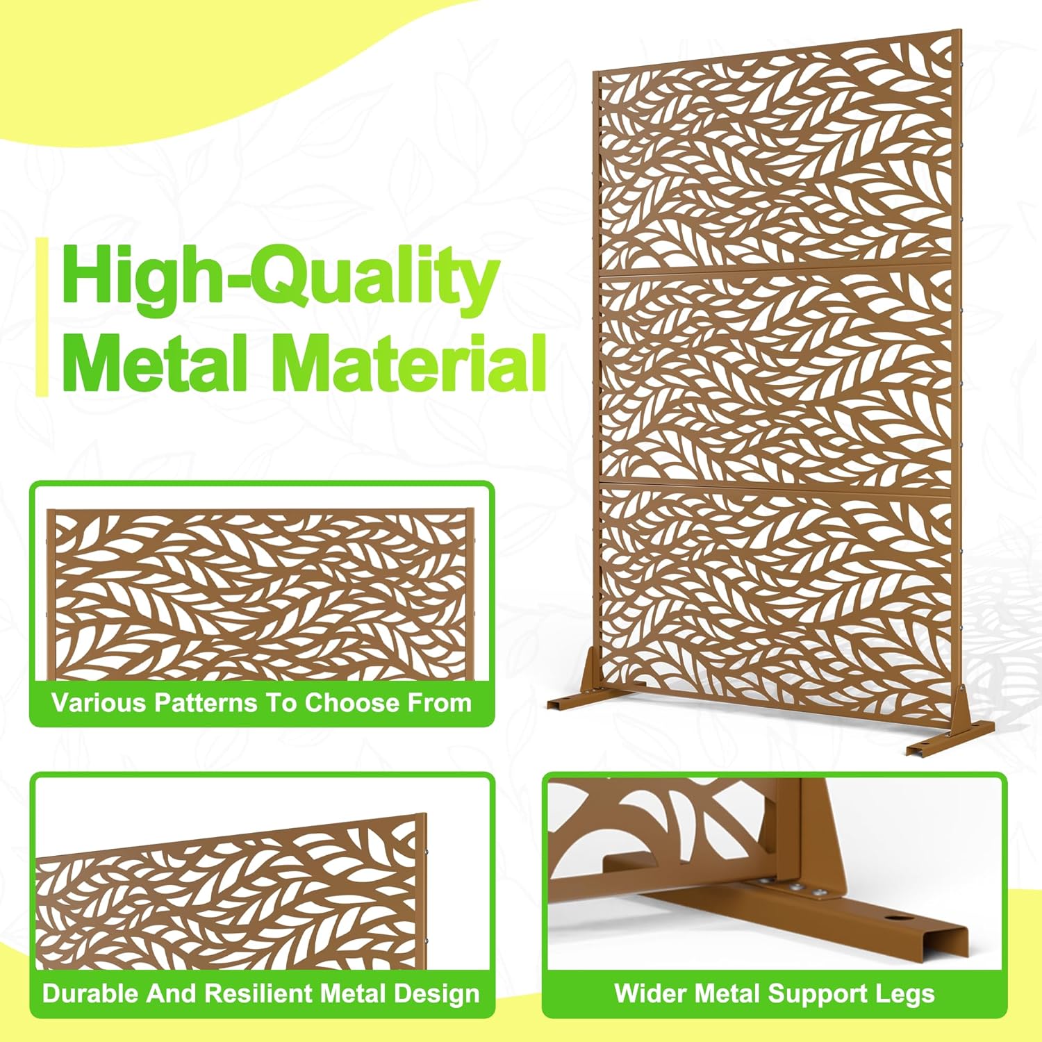 Outdoor Privacy Screen,72" H×47" W Metal Privacy Screen, Freestanding Privacy Fence Panels for Patio