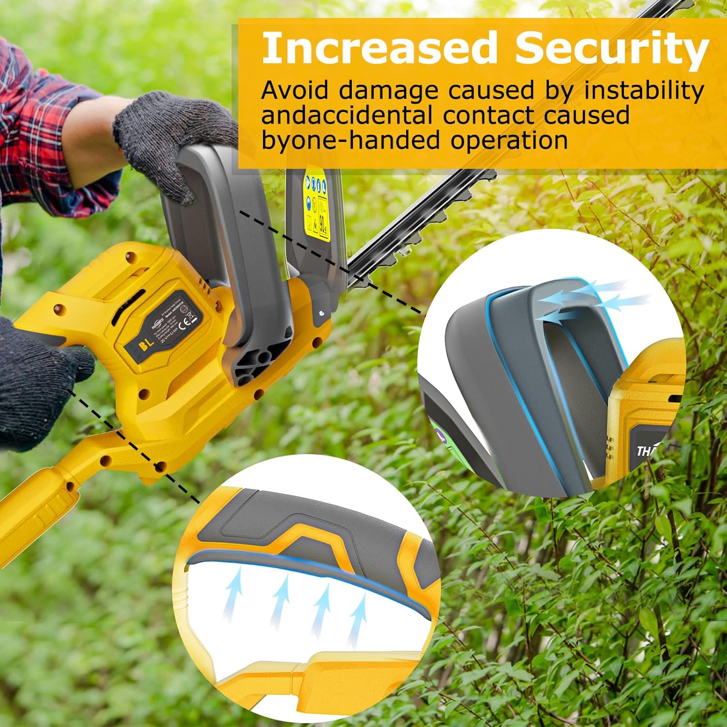 Hedge Trimmer Compatible for Dewalt 20V 60V DCB206 DCB609，Cordless Electric Hedge Trimmer with 1600RPM Brushless Motor, 22'' Dual-Action Blade with 3/5'' Cutting Capacity (NO Battery)