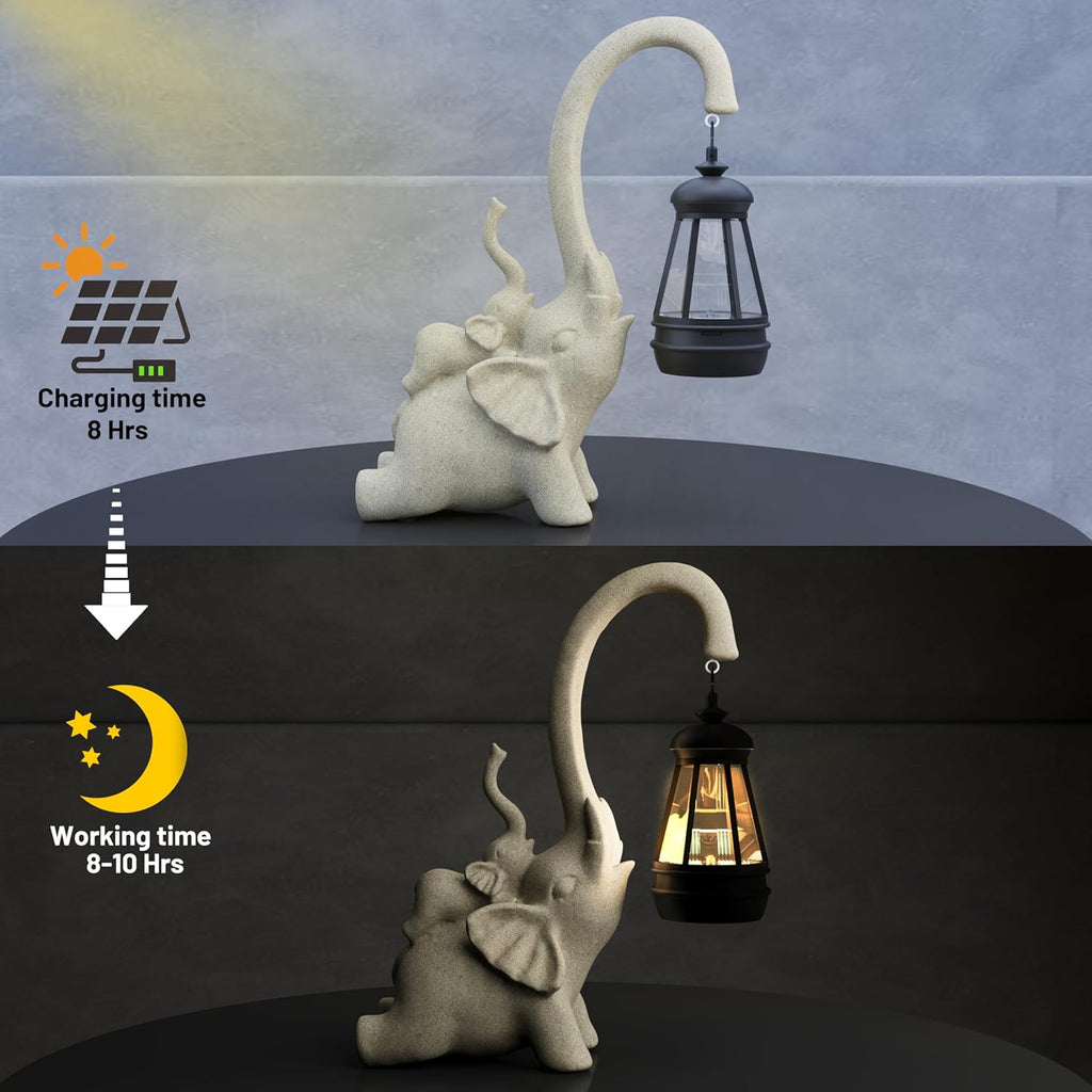 Solar Garden Statue 10 Inch Elephant Decor for Outside Yard Decoration Outdoor Unique Housewarming Gardening Birthday Gifts for Women Grandma