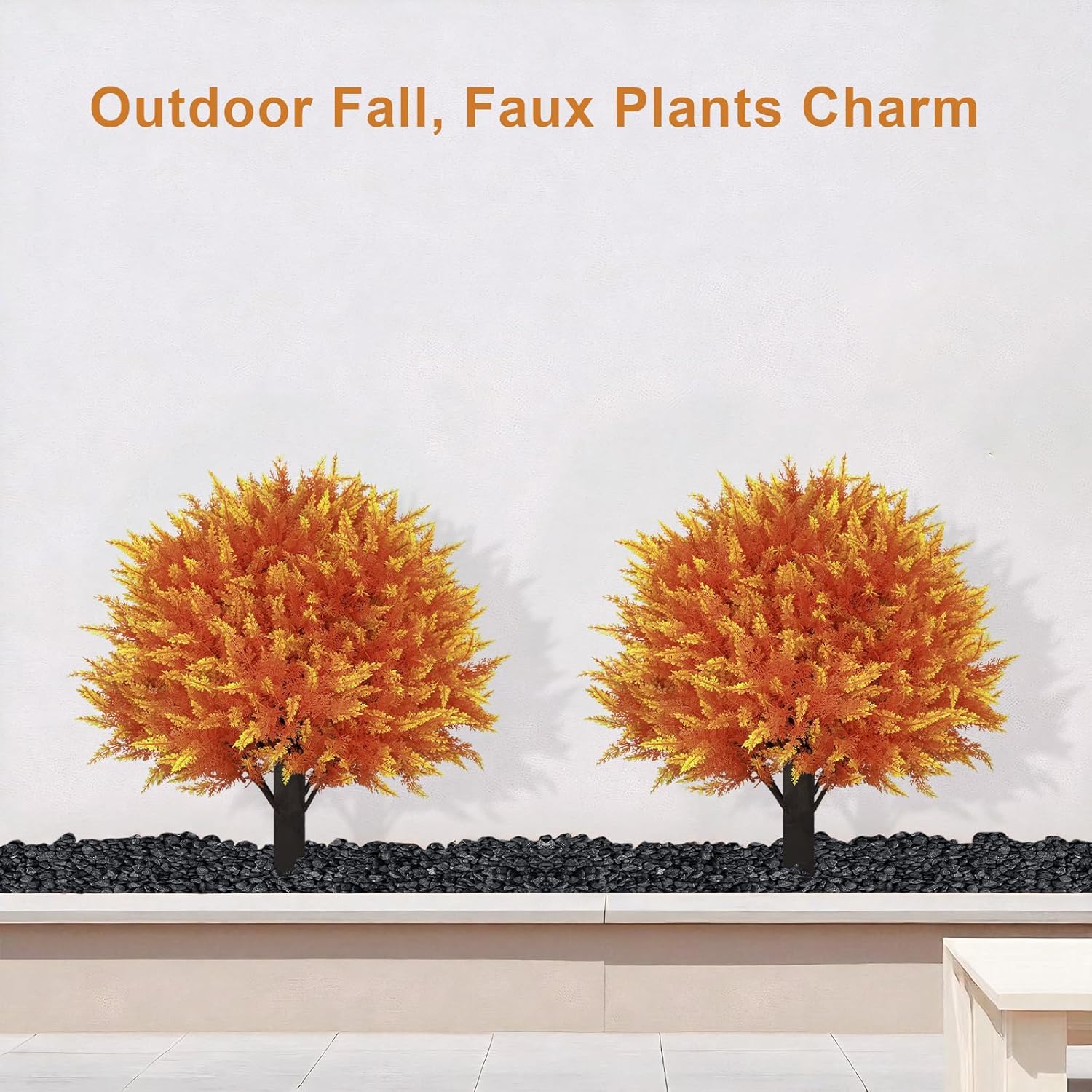 24" Artificial Cedar Topiary Ball Bushes, Set of 2 UV Resistant Fake Trees Outdoor Shrubs with Stake, Weatherproof Faux Plants for Planter, Front Porch, Garden, Yard, Patio Fall Decor