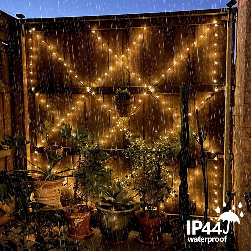 YEGUO Solar Fairy Lights Outdoor Waterproof, 4 Packs Each 33ft 100 LED Christmas Lights Warm White, 8 Modes Silver Wire Twinkle String Lights