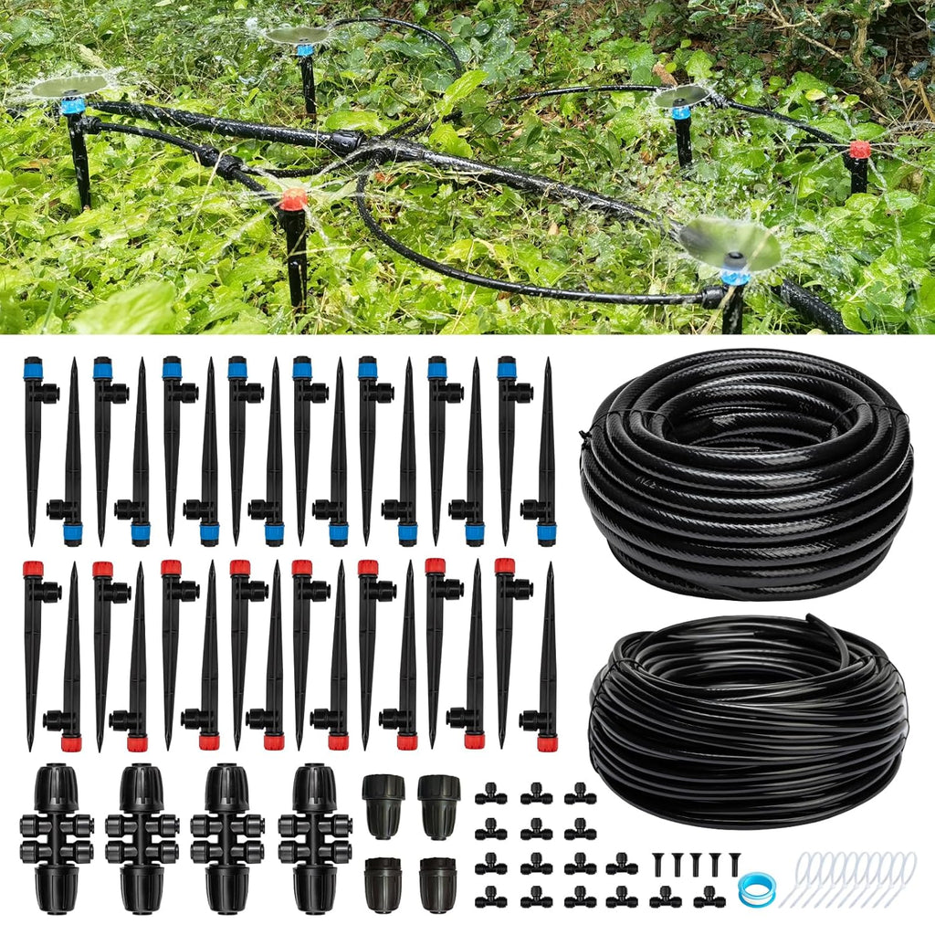 Quick-Connect 200FT Drip Irrigation System Kit, Automatic Garden Plant Watering System for Greenhouse, Yard, Lawn, with 1/2 inch 1/4 inch Irrigation Tubing Hose and Accessories