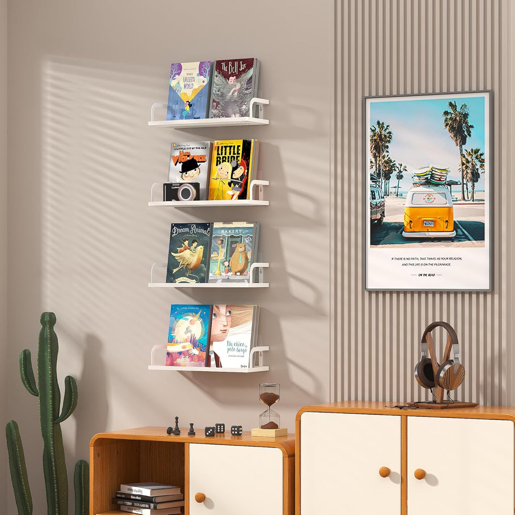 PUSDON Metal Wall Hanging Basket 2 Packs DIY Suitable for Multiple Scenes - White Hollowout 12.6in