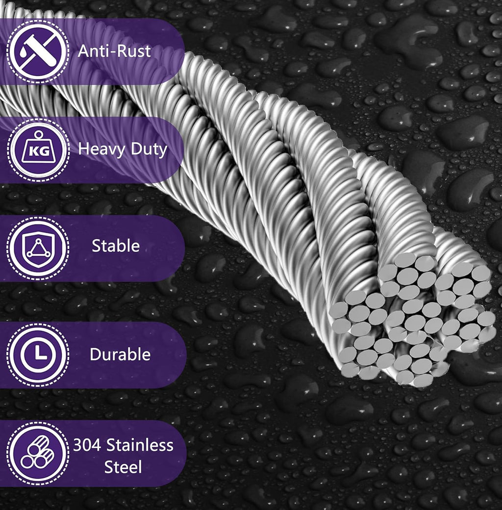 1/8" Wire Rope | 165FT Stainless Steel Cable with Cable Cutter | 7x7 Strand Core for Railing, Hanging, Garden Wire