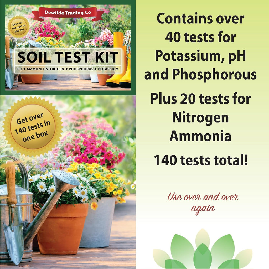 Soil Test Kit -140 Test- 2025 Updated- Testing PH Ammonia Nitrogen Phosphorus and Potassium - Tester for Your Vegetable Garden Lawn and Soil