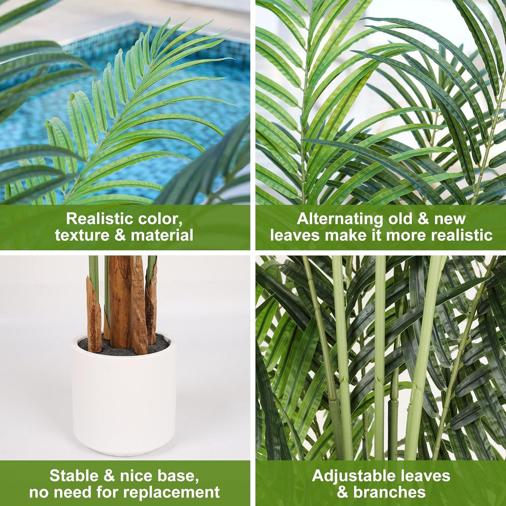 Artificial Palm Tree 7.2Ft Tall Large Fake Plant Indoor Decorative Faux Silk Green Potted Plants for Office Living Room Outdoor Home Decor (2 Pack)