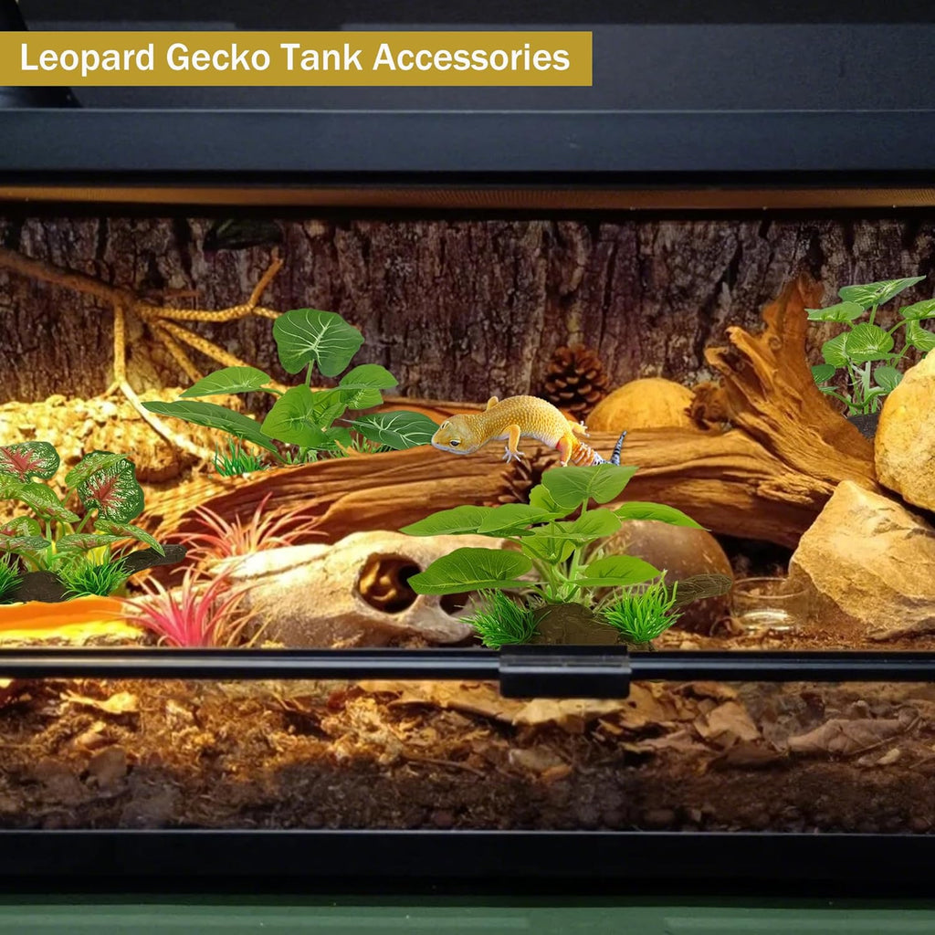 Silk Aquarium Plants for Fish Tank, Betta Fish Decor, Plastic & Fake Plants Realistic for Reptile Terrarium, Turtle, Leopard Gecko & Ball Python Habitat, Silk Plants for Betta Fish Tank