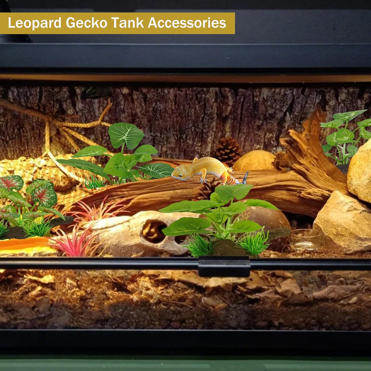 Silk Aquarium Plants for Fish Tank, Betta Fish Decor, Plastic & Fake Plants Realistic for Reptile Terrarium, Turtle, Leopard Gecko & Ball Python Habitat, Silk Plants for Betta Fish Tank