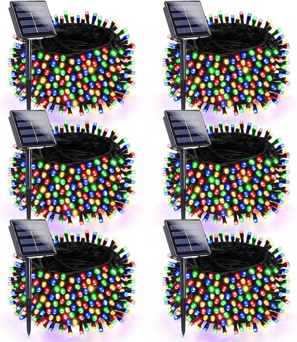 Solar Christmas Lights, Super Bright 270FT 480 LED Solar Lights String with 8 Lighting Modes, Outdoor Waterproof Green Wire Solar Mini Twinkle Light for Xmas Garden Decorations (Multi-Colored)