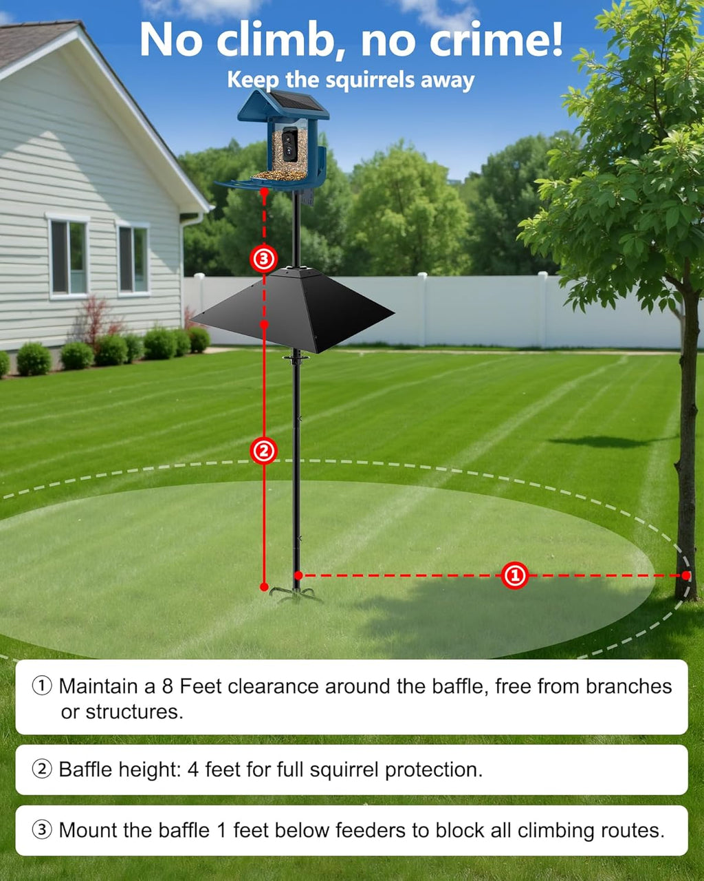 Metal Squirrel Baffle - Squirrel Baffle for Bird Feeder Pole, Upgrade Spring Motion Design for Better Defense, 19 Inch Heavy Duty Guard for Outside Bird Feeder Pole Mount