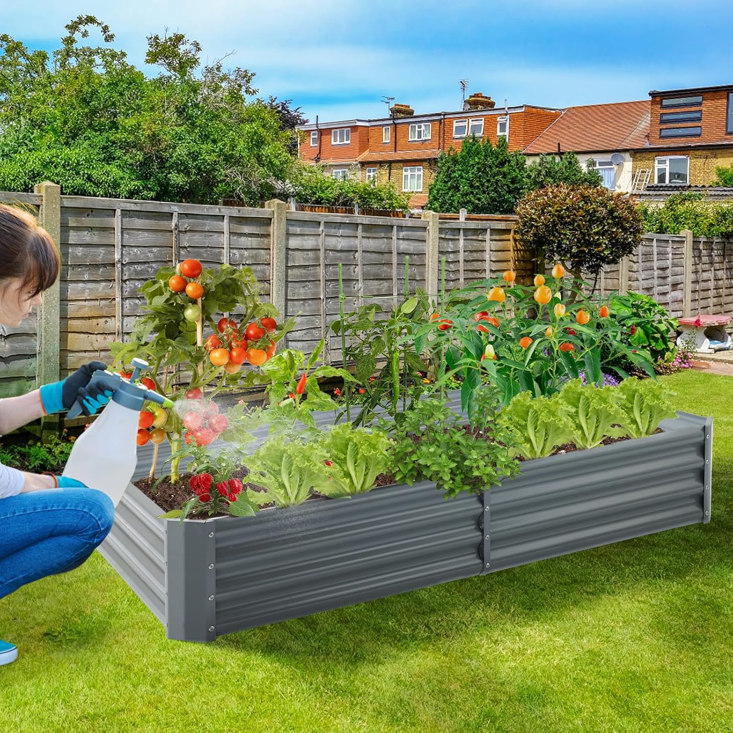 Land Guard 6×3×1ft Galvanized Raised Garden Bed Kit for Vegetables, Galvanized Large Metal Planter Raised Garden Boxes Outdoor(Modern Grey)…