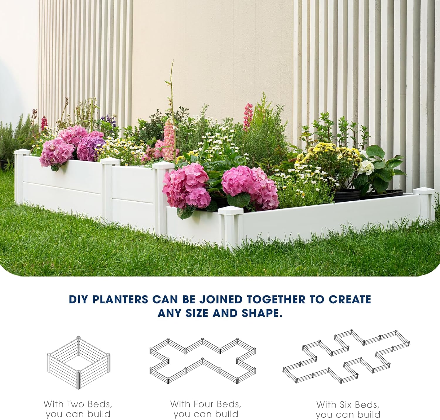 PASAMIC Durable Vinyl Raised Garden Bed, 4x4x1ft Raised Bed for Gardening, Planter Box with Open Bottom, Raised Garden Bed Outdoor, DIY Above Ground Garden Bed for Fruit, Vegetables, Herbs