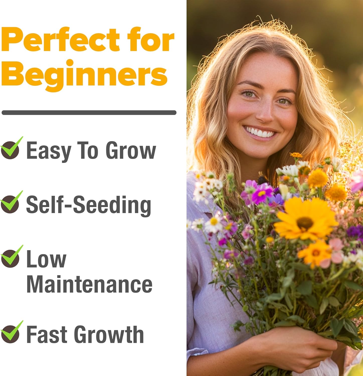 HOME GROWN Wildflower Seeds Mix - 110,600+ Seeds, 21 Varieties, Non-GMO Wild Flower Seeds for Planting, Annual Flowers, Butterfly Garden, Pollinator Seed Mix