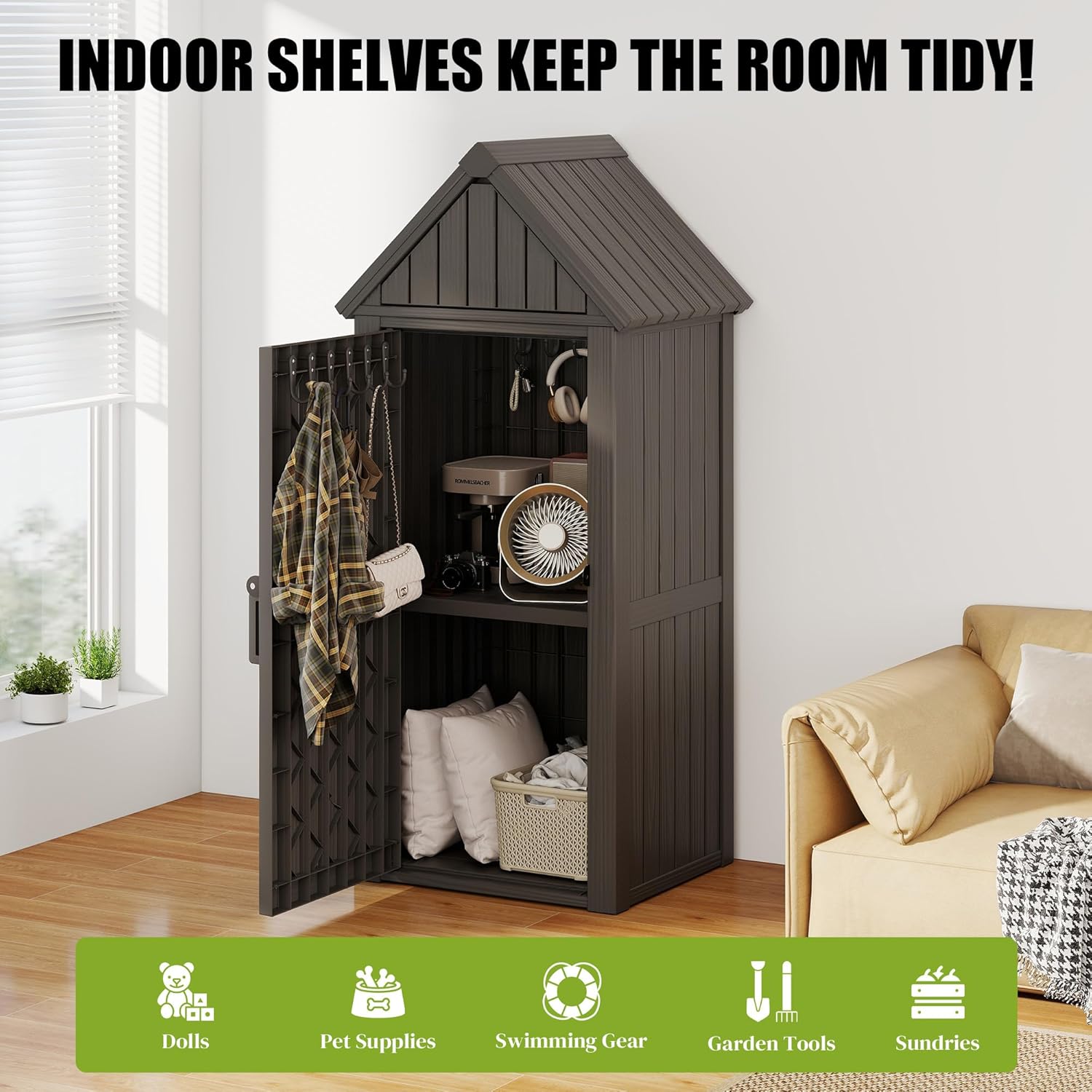 Ultimate Outdoor Storage Cabinet - Durable Resin Construction with Reinforced Floor, Adjustable Shelves & Lock for Security (Grey)