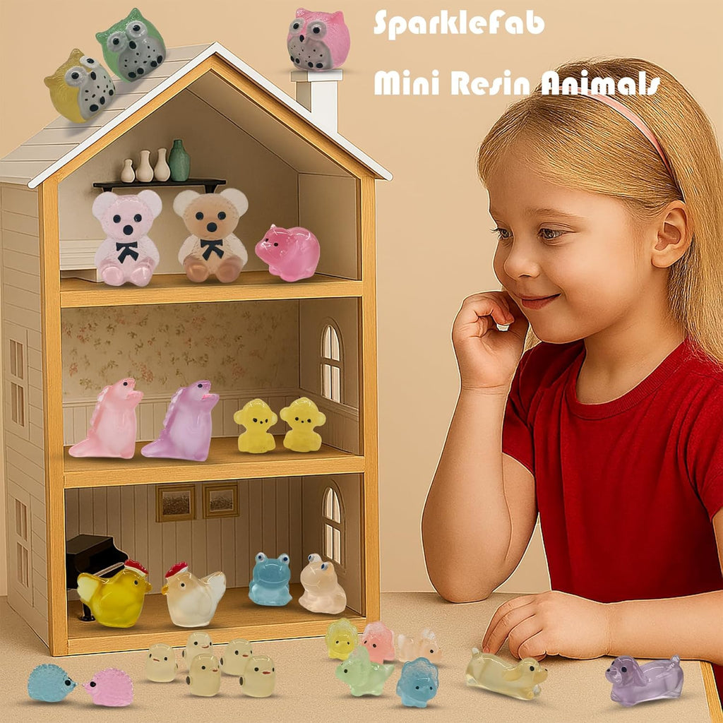 120 Pcs Luminous Mini Resin Animals Tiny Resin Figurines Glow in The Dark Tiny Ducks for Fairy Garden, Miniature Accessories, Crafts, and Decor