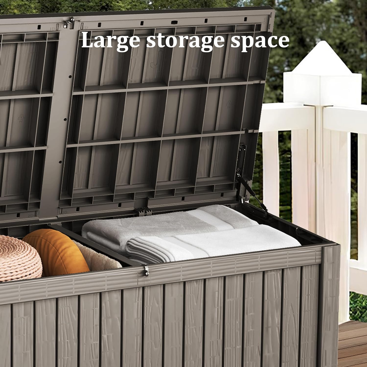180 Gallon Outdoor Storage Deck Box - Large Waterproof Resin Bin for Delivery Boxes Outside, Lockable Storage for Patio/Pool Cushions & Tools, UV-Resistant, Granite Grey