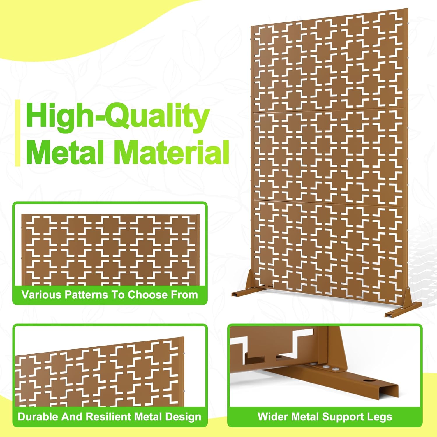 Outdoor Privacy Screen,72" H×47" W Metal Privacy Screen, Freestanding Privacy Fence Panels for Patio