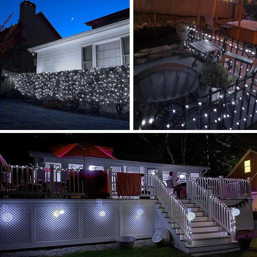 6 Pack Solar String Lights Outdoor, Extra-Long 600LED Fairy Lights Outdoor Waterproof, Solar Twinkle Light Silver Wire 8 Modes Fairy Light for Xmas Tree Party Wedding (Cool White)