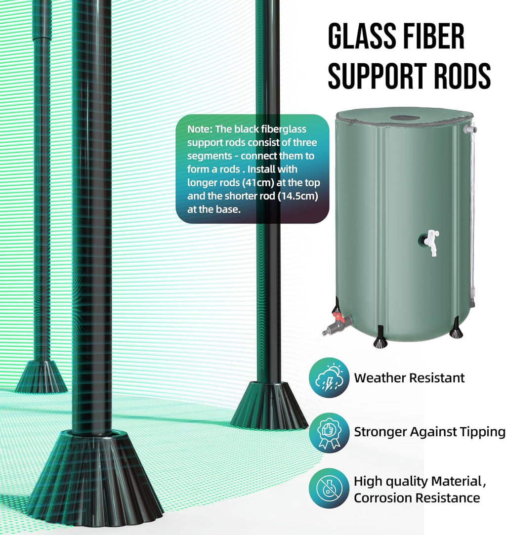 Collapsible Rain Barrel Water Collection System - 100 Gallon Portable Water Storage Tank,Foldable Rainwater Collect System Downspout, Water Catcher Container with Filter, Spigots＆Overflow Kit,Green