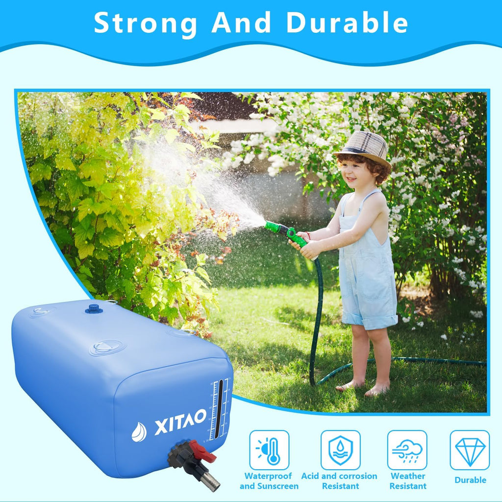 XITAO 29Gal Large Capacity Water Storage Bladder Containers w/Water Level Indicator Portable Foldable Emergency Water Tank Bag for RVs, Drought Resistance, Fire Prevention, Agricultural Irrigation