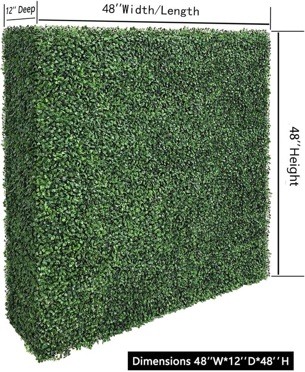 AGPL Artificial Hedge Wall Without Planter, Outdoor or Indoor Decorative Privacy Wall, Great for Balcony, Patio, Deck, TOP Cover Panel is Included ... (48" W*12" D*48" H)