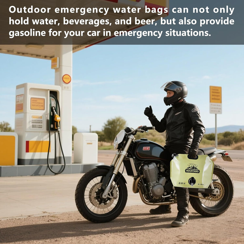 Collapsible 8L Water Storage Bag, BPA-Free Portable Folding Water Jug with Adjustable Faucet, Leakproof Emergency Water Bag for Camping, Hiking, Riding, Outdoor Sport (BEIGE, 2)