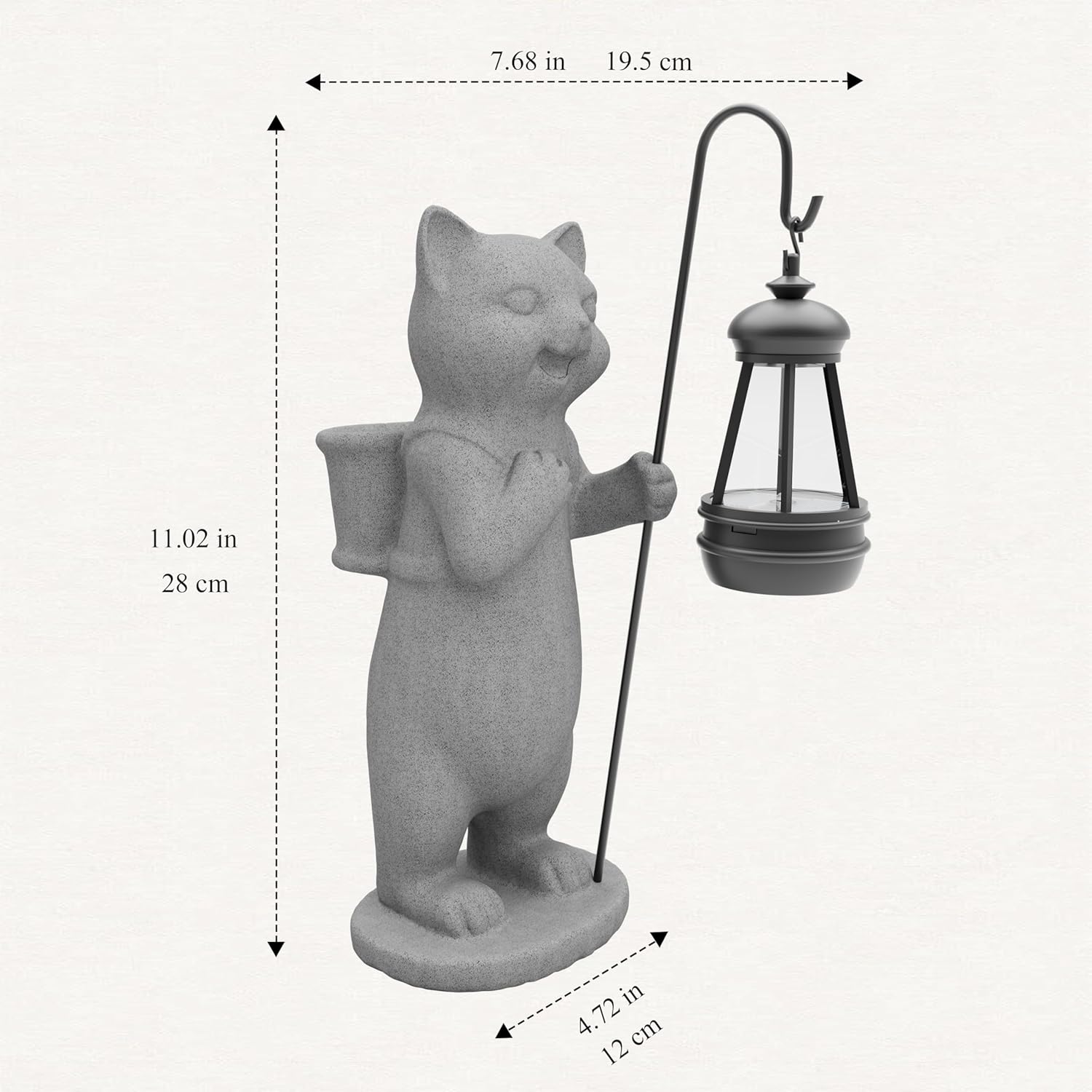 Garden Decoration, Figurine, Lawn Statue, Sculpture Ornament, Animal Figurine - Cat Resin Statue with Lantern (Basket)