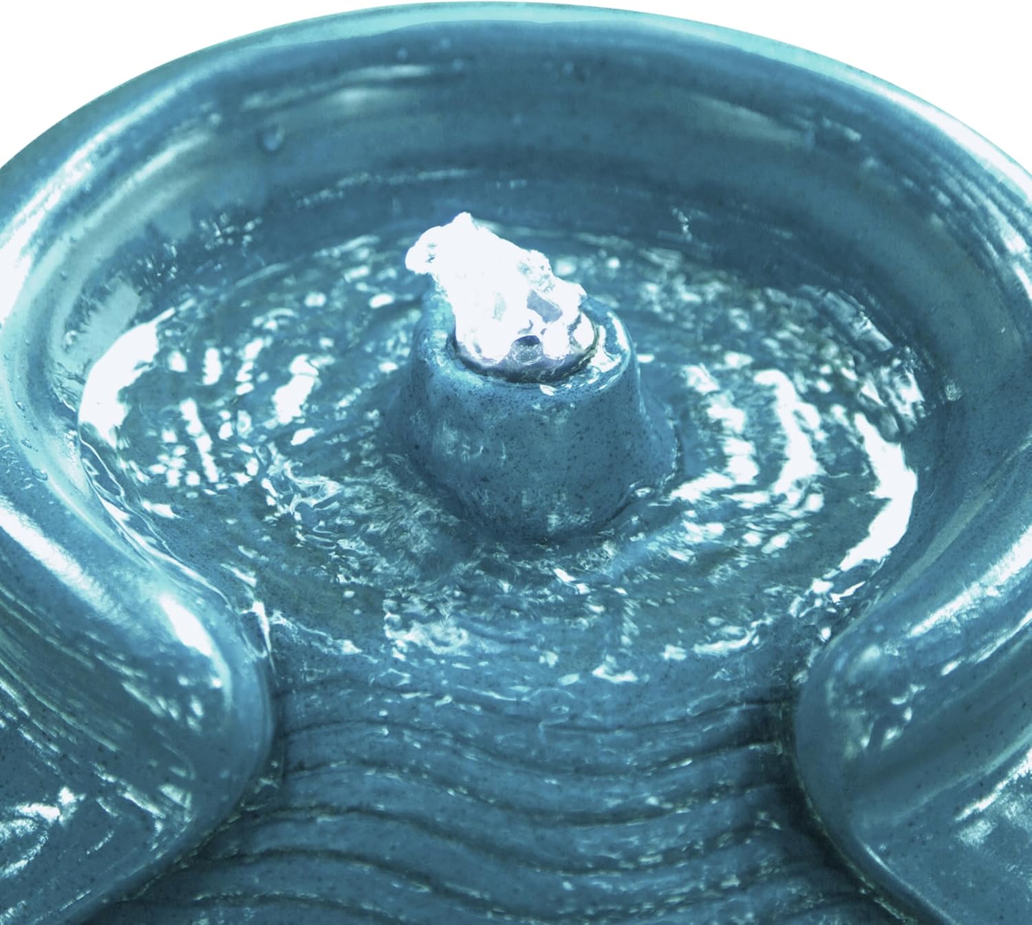 Teamson Home Floor Glazed Pot Water Fountain with Built-in LED Light and Pump for Outdoor Indoor Patio Garden Backyard Decking Home Décor, 17 inch Height, Teal