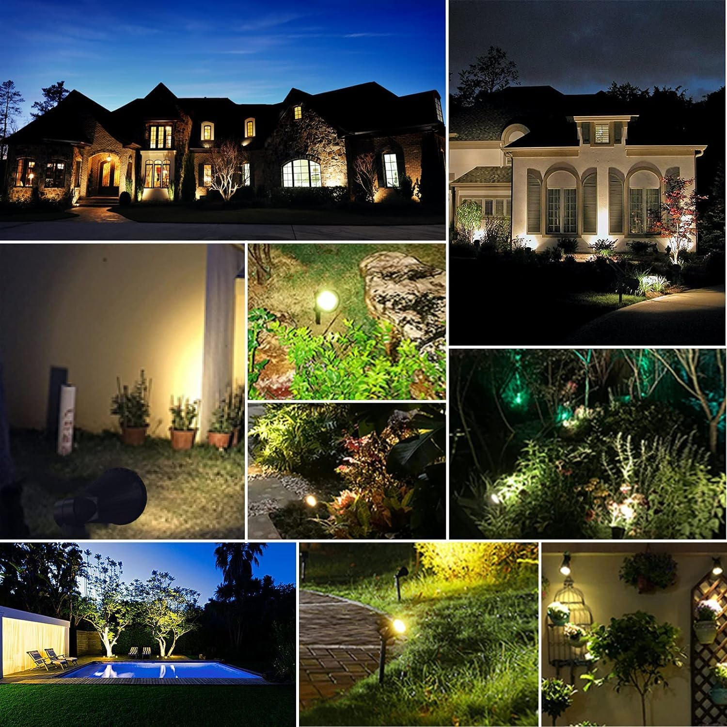 MEIHONG Split Solar Spot Lights - Warm White Solar Landscape Lights with Separate Panel for Garden Walkway (2 Pack)