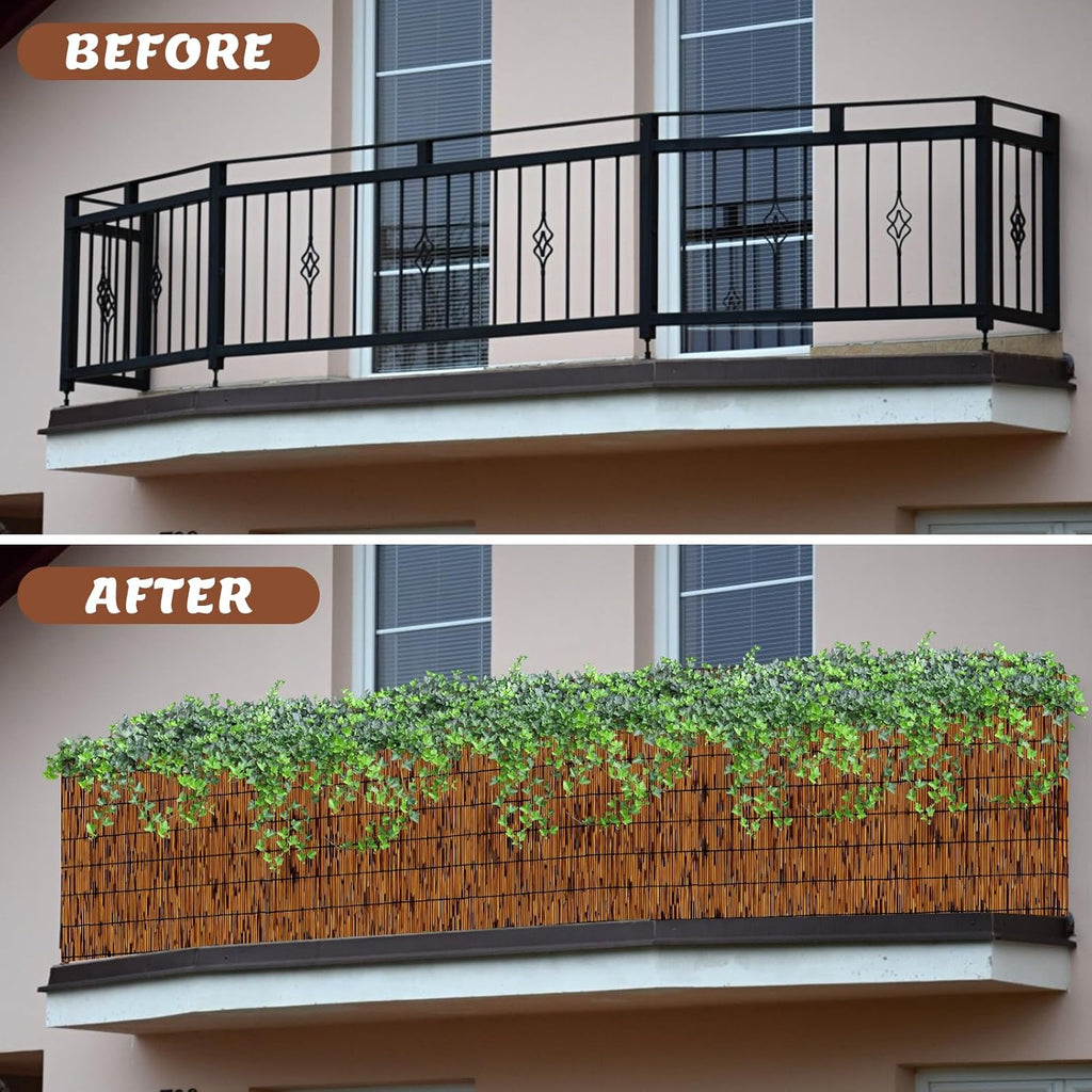 Natural Bamboo Reed Fence, 6FT x 16.4FT,Bamboo Fence Rolls 6 Feet High Outdoor for Garden, Decorative Fence for Outdoor Privacy Screening, Sun Blocking, Decorative Divider, Brown