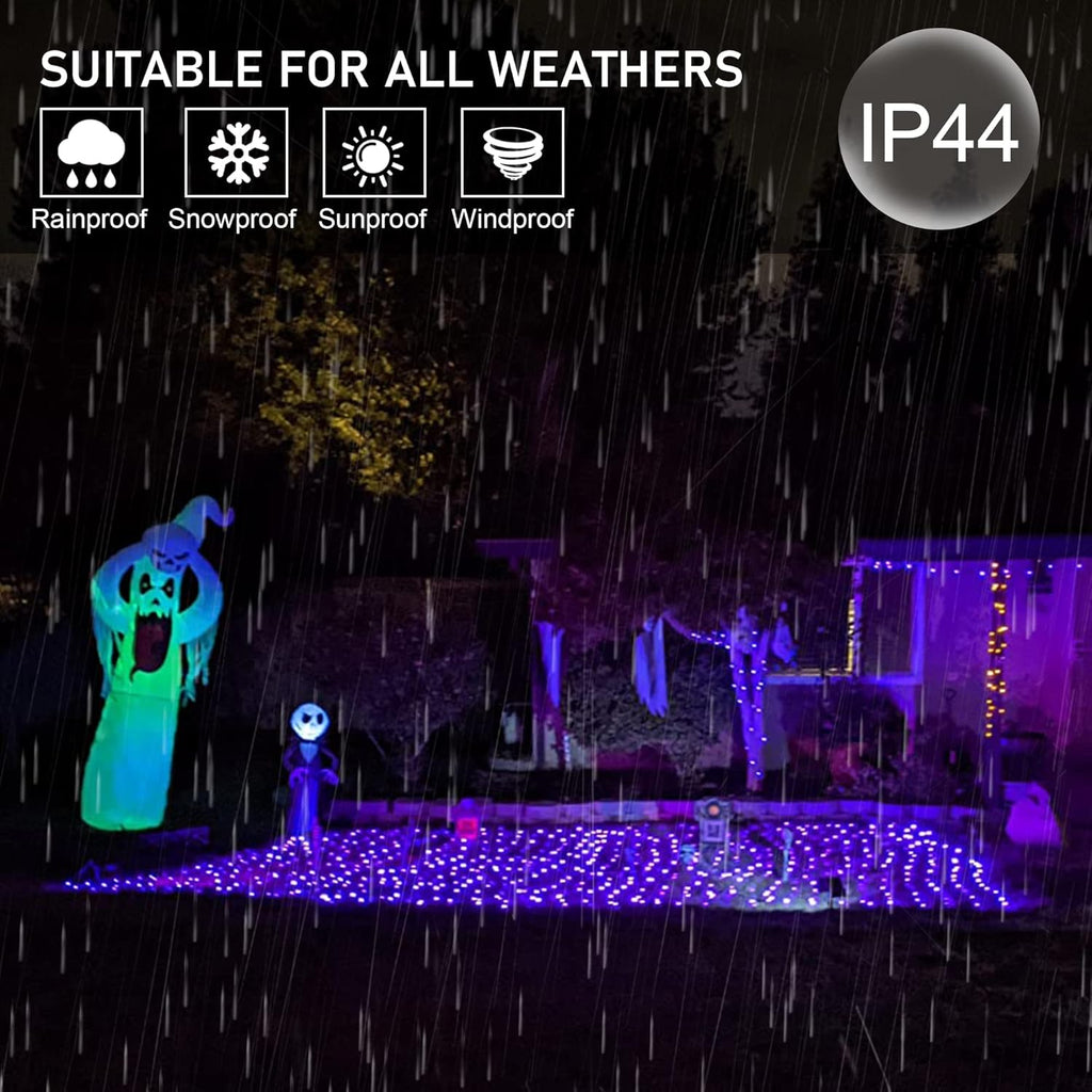 weillsnow 164FT 500 LED Purple Christmas Lights, 8 Modes Waterproof Plug in String Lights for Halloween Christmas Indoor Outdoor Yard Party Wedding Garden Home Decorations (Purple, 164FT)
