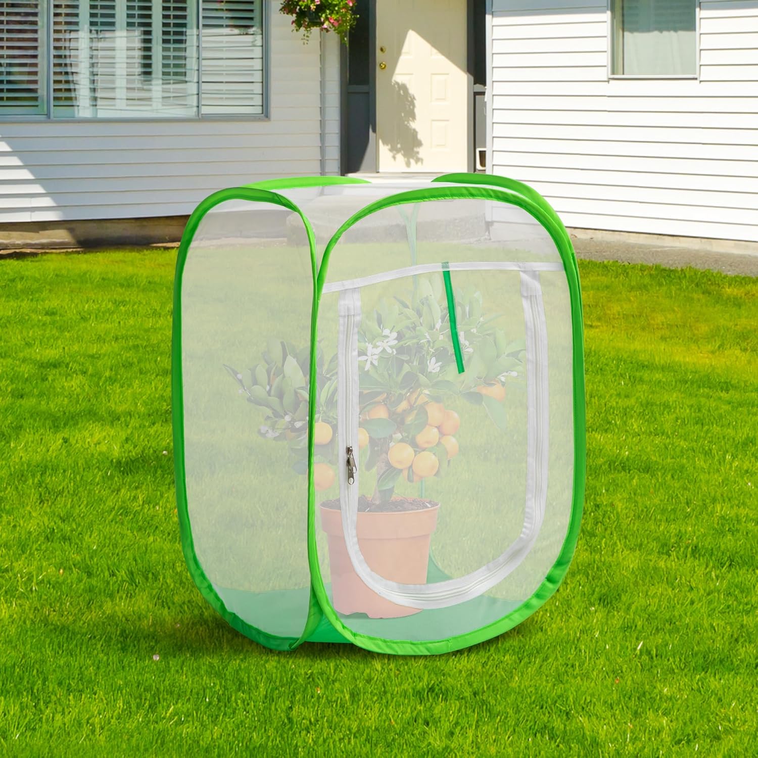 16" x 16" x 24" Pop Up Garden Mesh Plant Cover, Plant Protectors Mesh Plant Enclosure, Garden Net Cage Pest Protection Guard Tent with Storage Bag for Protect Plant Vegetable Fruit from Birds Insects