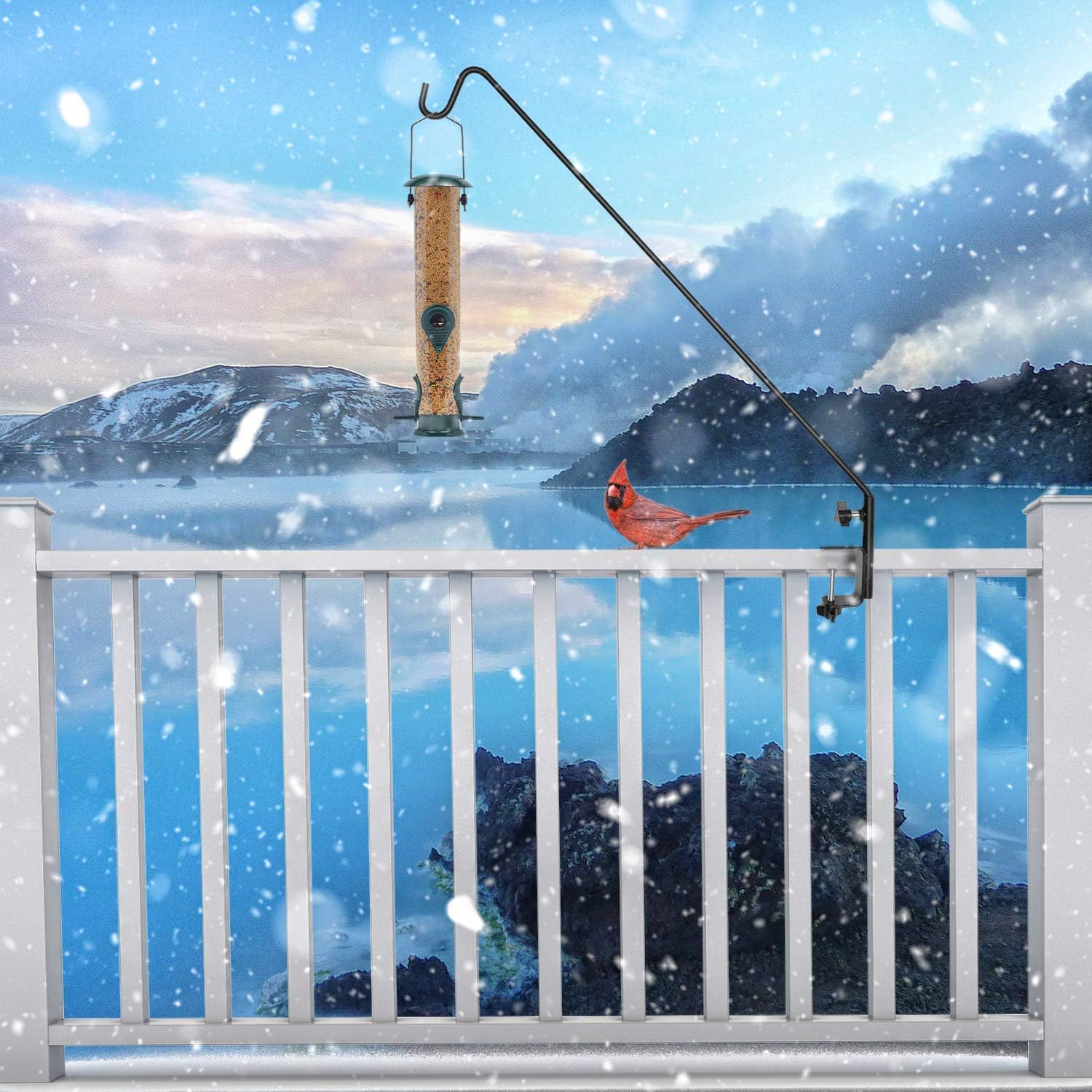 Ashman Deck Hook 32-Inch (2 Pack), Double Forged Solid Metal Single Piece Rod, Ideal for Bird Feeders, Plant Hangers, Coconut Shell Hanging Baskets, and Lanterns.