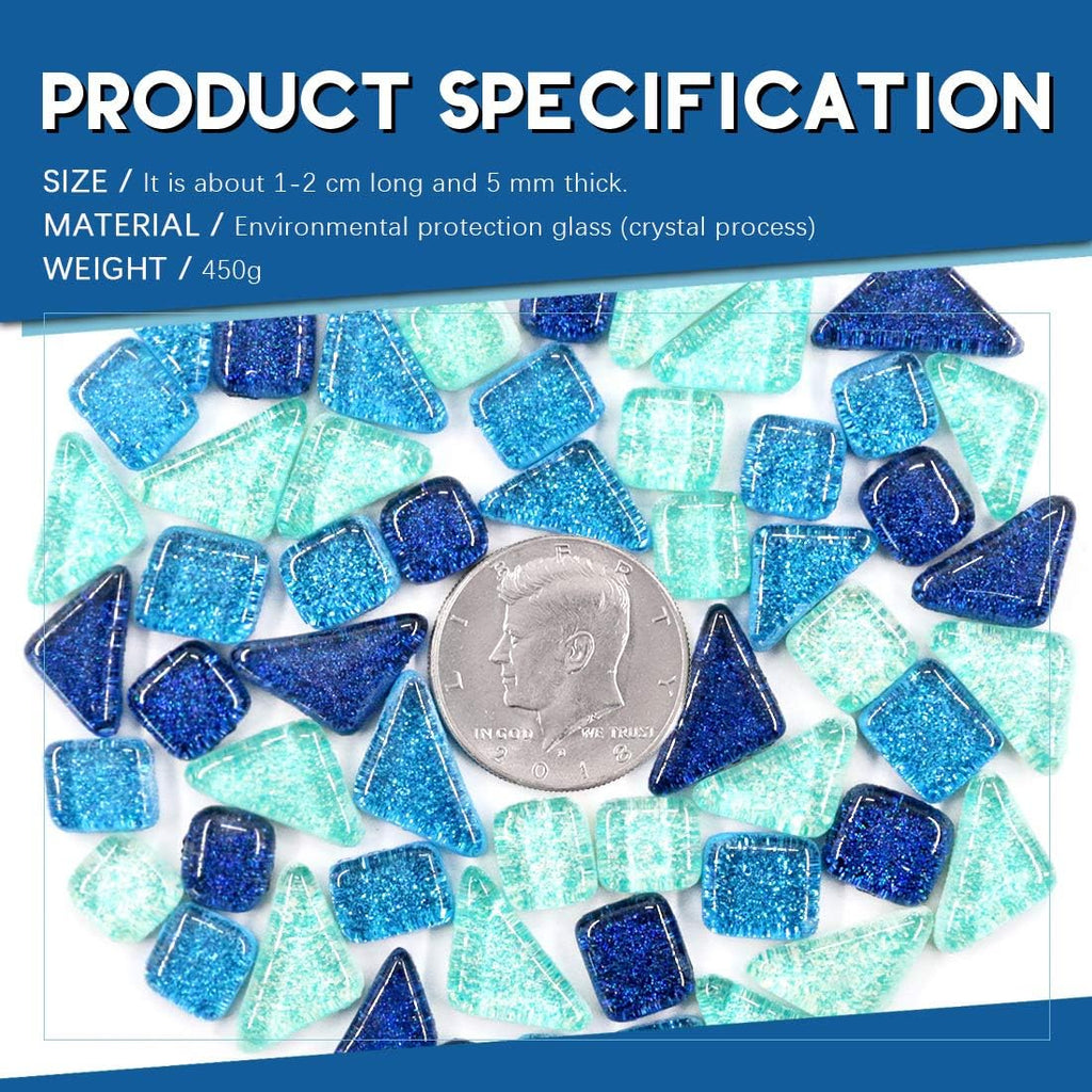 Swpeet 1Ib Glass Mosaic Tiles Pieces Stained Glass for Crafts, Mixed Colors and Patterns (Mosaic Tiles E)