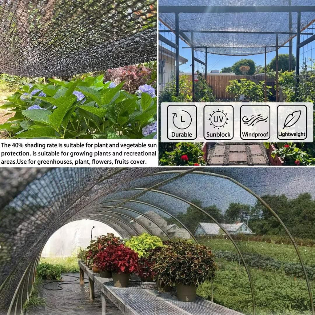 12'x20' Shade Cloth -for Garden Plants,40% Sunblock Shade Neting for Outdoor Greenhouse Patio Lawn Plant Sun Shade Cloths for Kennel Chicken Coop Easier to Hang Shade Net Cover