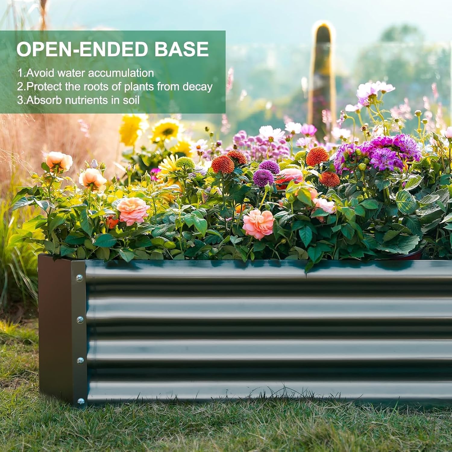 Land Guard 2 Pack 8×4×1ft Galvanized Metal Raised Garden Bed, Metal Planter Kit Box Outdoor for Deep-Rooted Vegetables, Flowers, Green and Herbs (Mid-Grey)