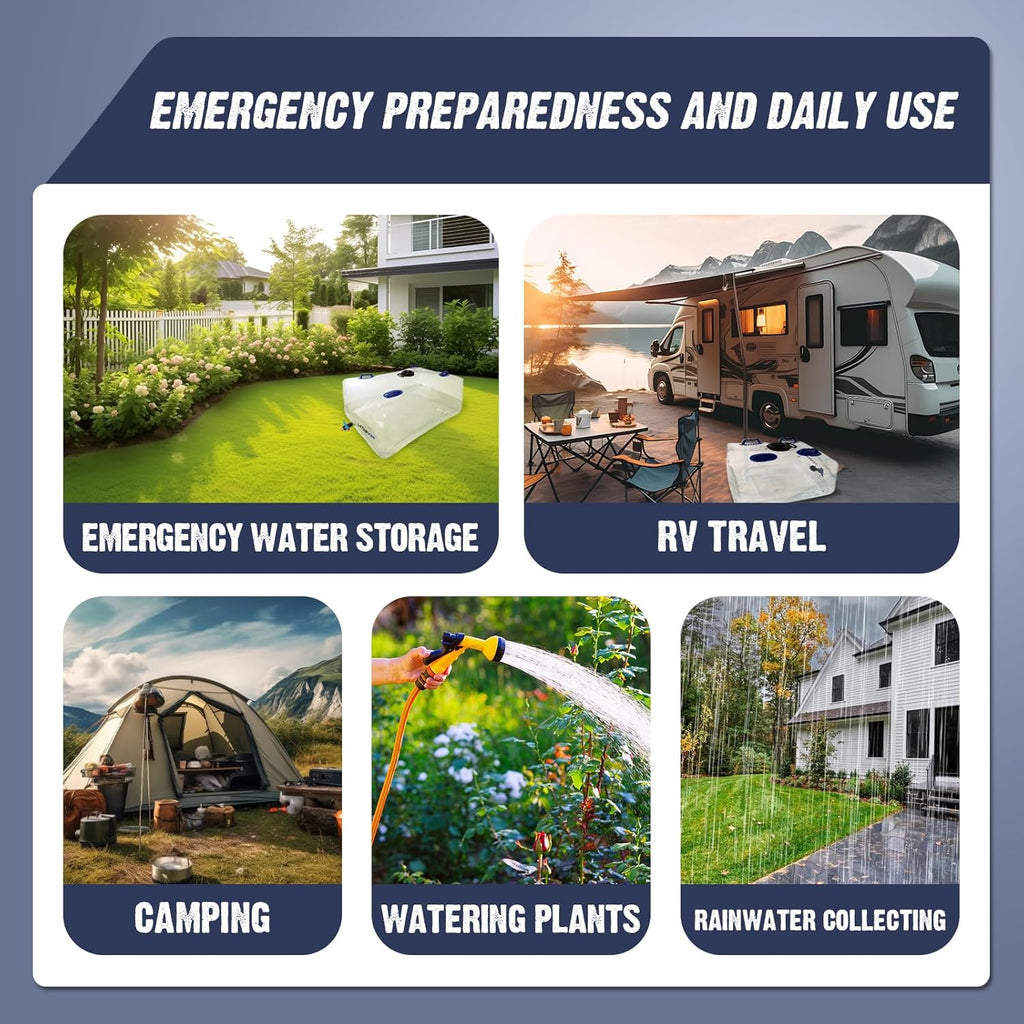 Water Storage Bladder, 100 Gallon Portable Water Tank, Transparent and Foldable with 4 Types of Interface Accessories, Suitable for Gardens, Emergency Situations, Camping, Etc.