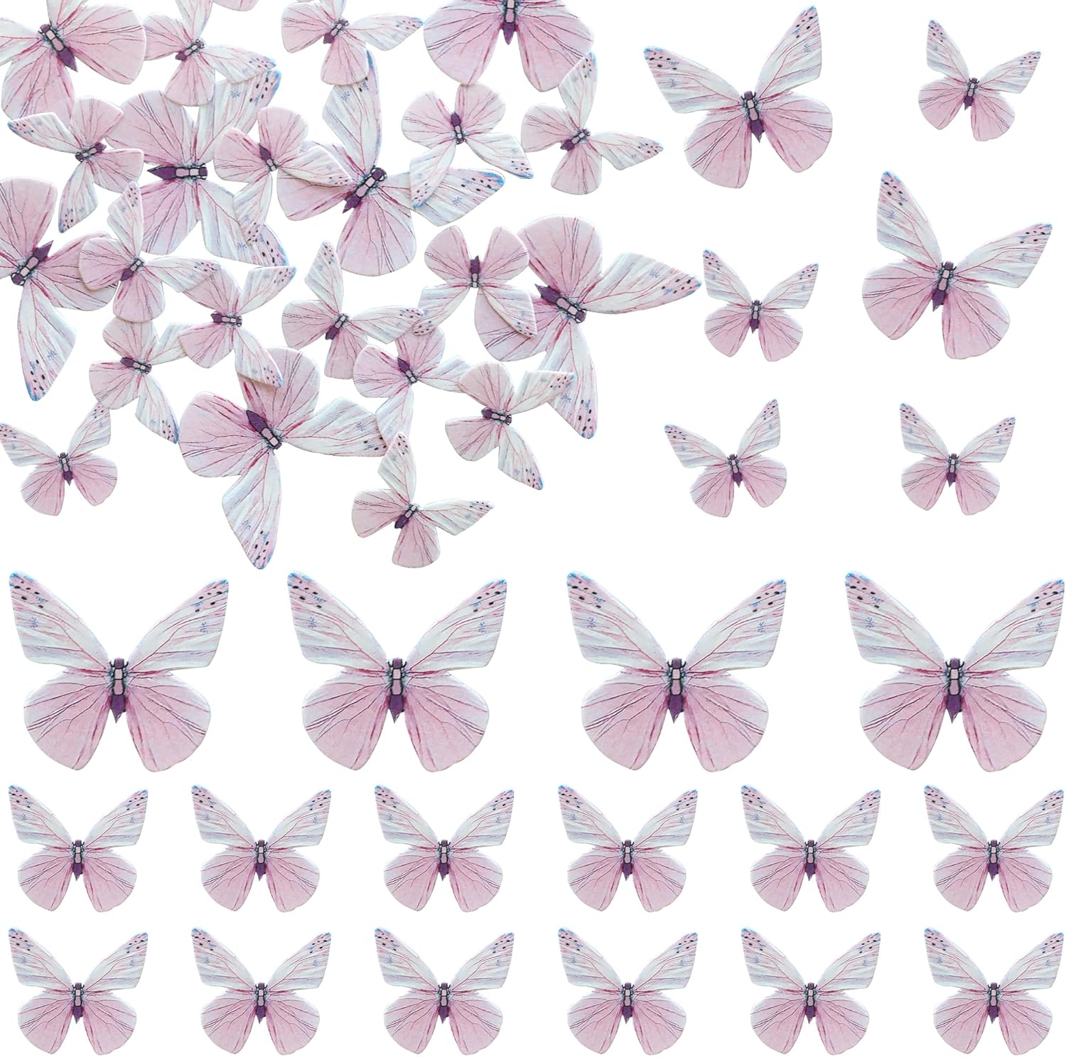Ephlyn 72Pcs Edible 3D Butterfly Cupcake Toppers Cute Butterfly Picks Realistic 3D Butterfly Cupcake Decorations for Butterfly Theme Baby Shower Bridal Shower Birthday Decorations Purple