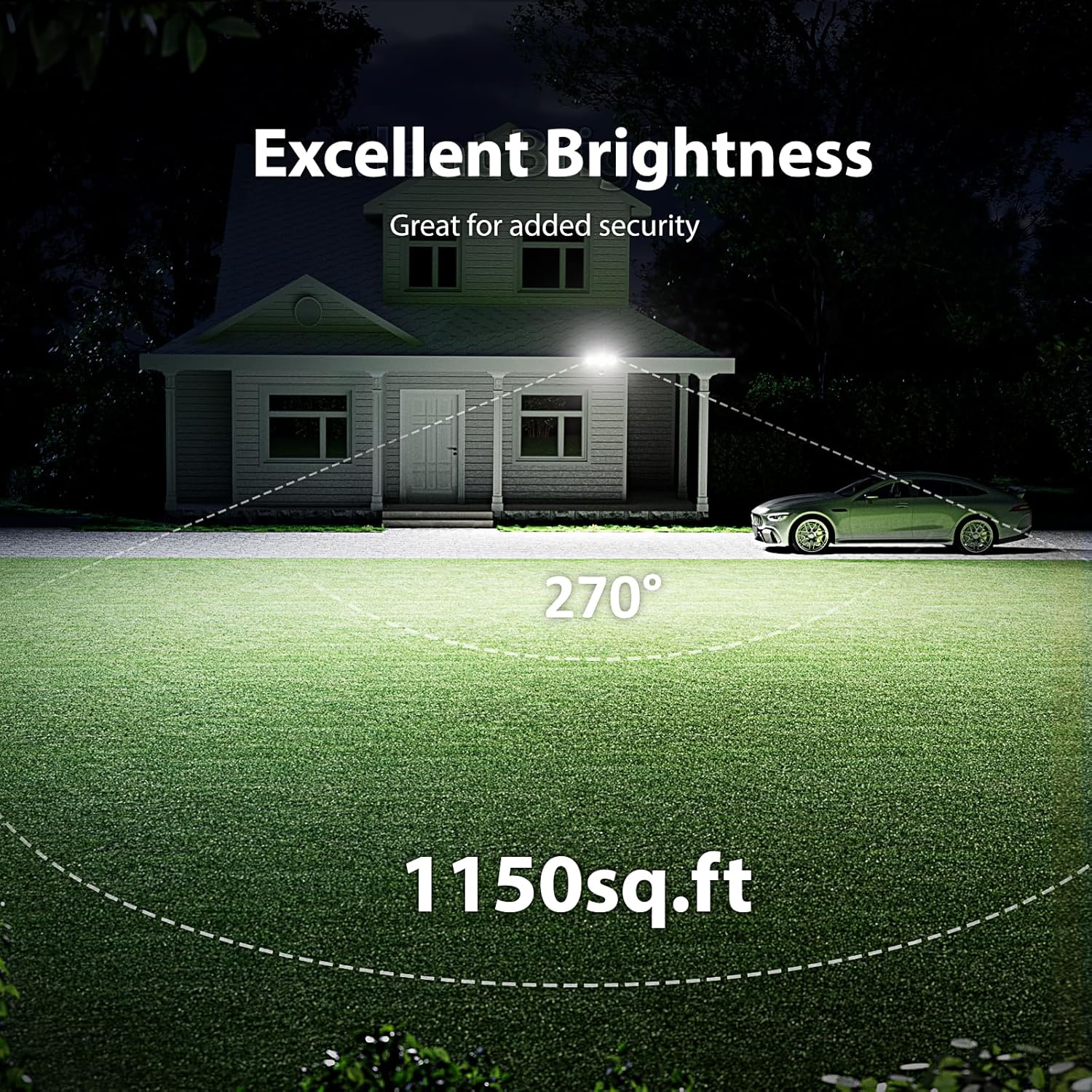 Onforu 65W LED Flood Light Motion Sensor Outdoor, 6500lm Security Light with Three Head, IP65 Waterproof Exterior Floodlight, 6500k Wall Light for Entryways Stairs Yard Garage