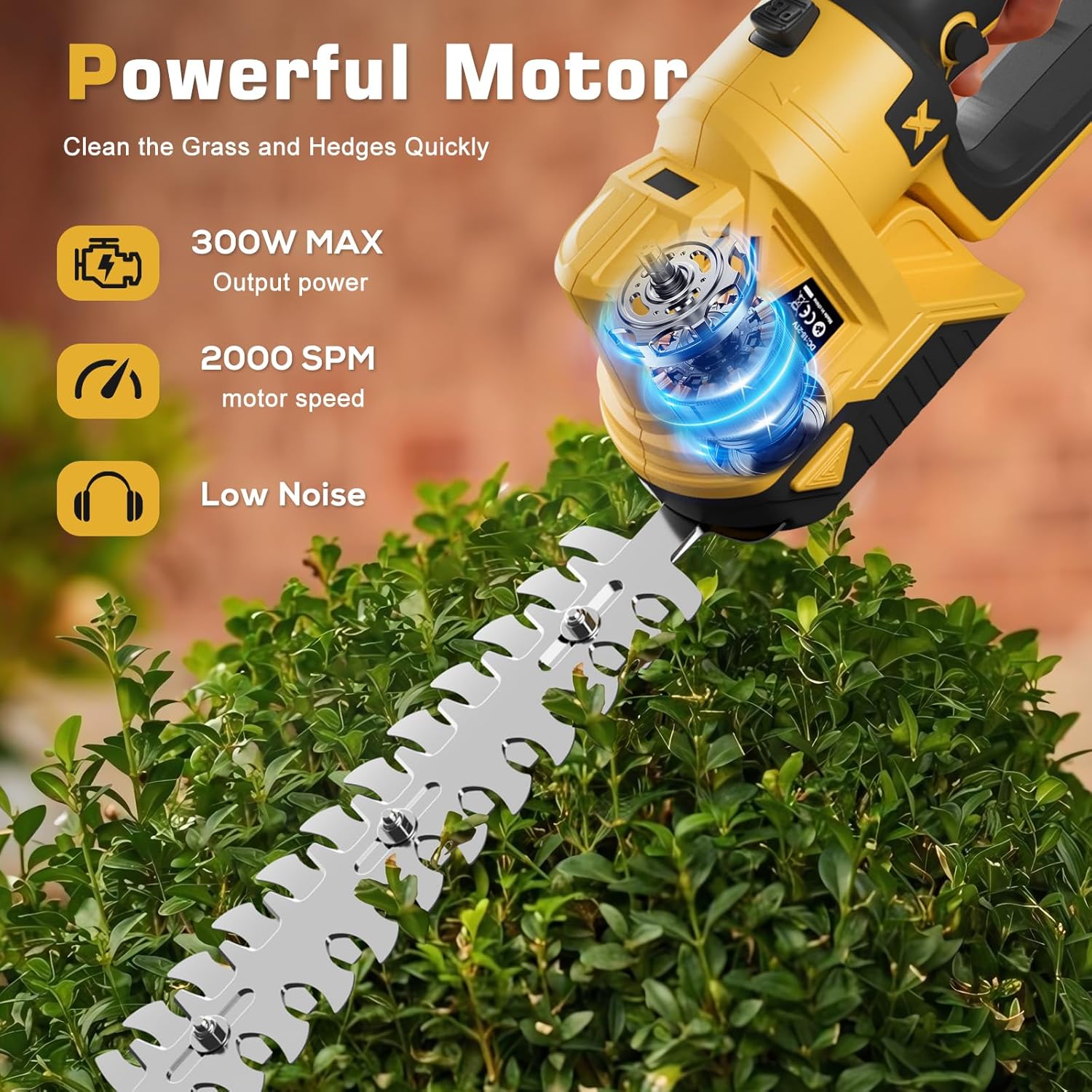 Cordless Hedge Trimmer, 21V Electric Hedge Trimmer, 2 in 1 Handheld Grass Shear & Shrubbery Trimmer with 2 * 2.0Ah Batteries & Charger for Garden, Lawn