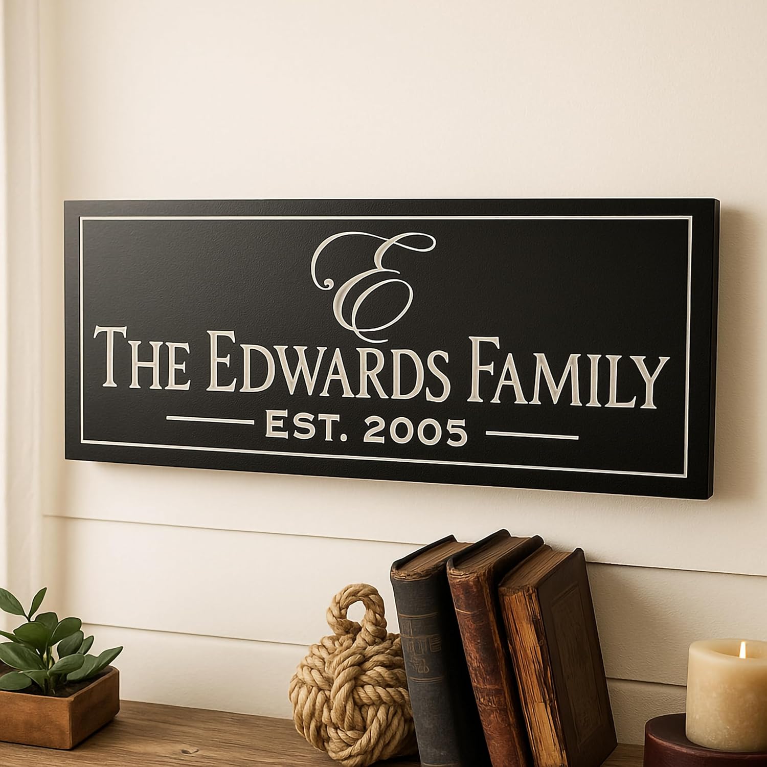 Personalized Carved Wood Family Name Sign With Established Date