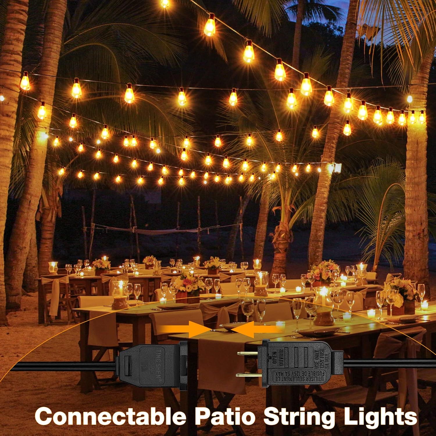 GLUROO Outdoor String Lights 180FT, 90+6Pcs Vintage Bulbs Shatterproof 2700K LED Patio String Lights Waterproof, Connectable Edison Style Lights, Hanging Lights for Backyard, Bistro